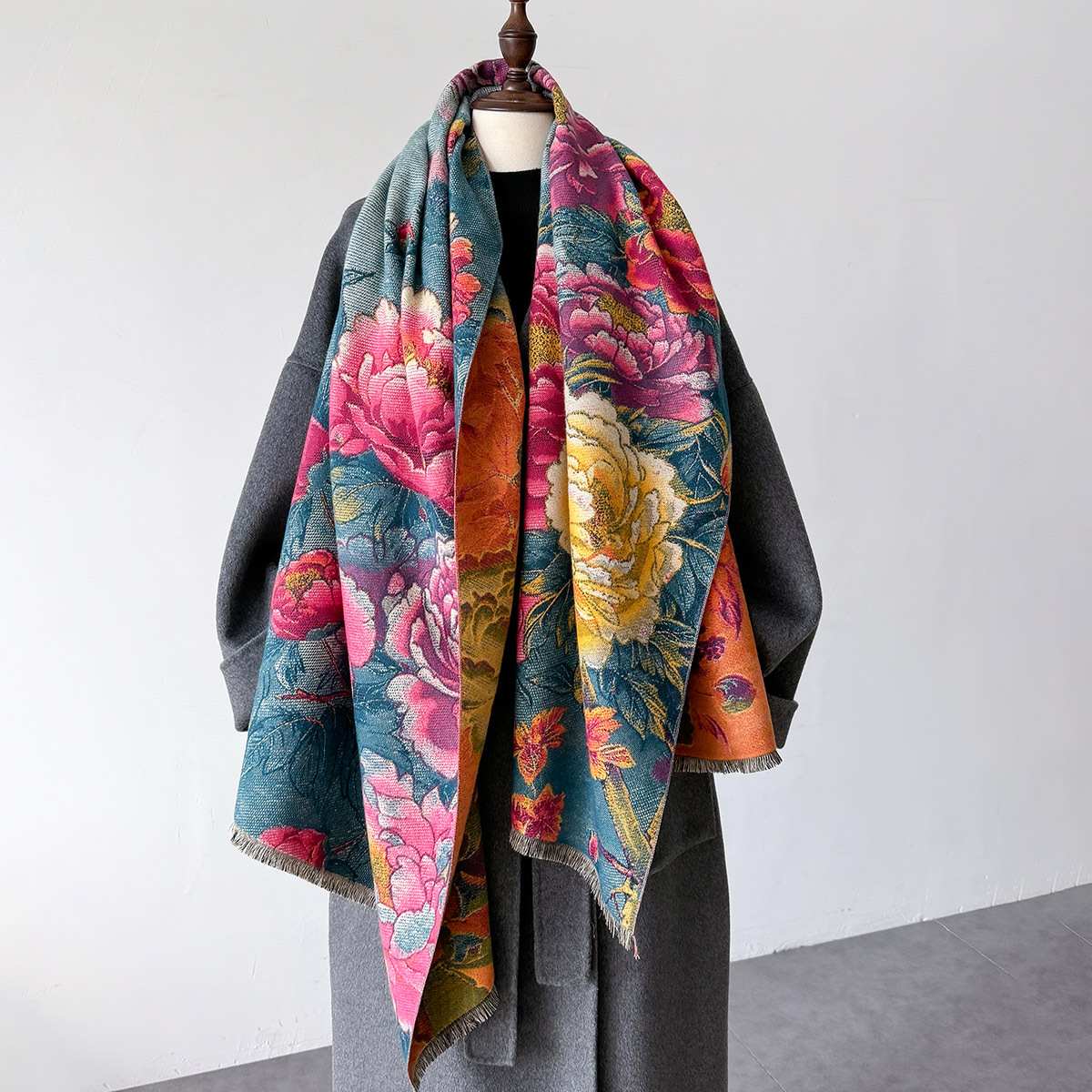 Cashmere Pashmina Wrap - Syal kasmir hangat untuk wanita, selendang
