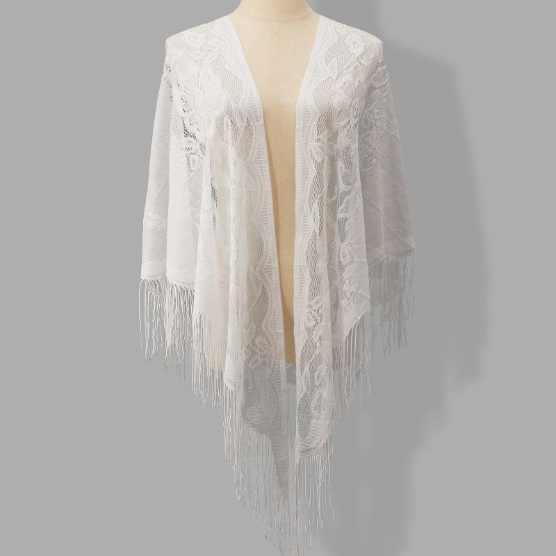 Shawl Wrap Winter - Selendang pengantin berumbai dengan renda bunga