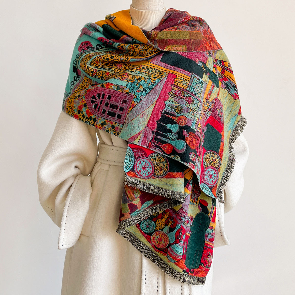 Syal Wanita Imitasi Kasmir, Ke - Cashmere Pashmina Wrap ulasan dan harga